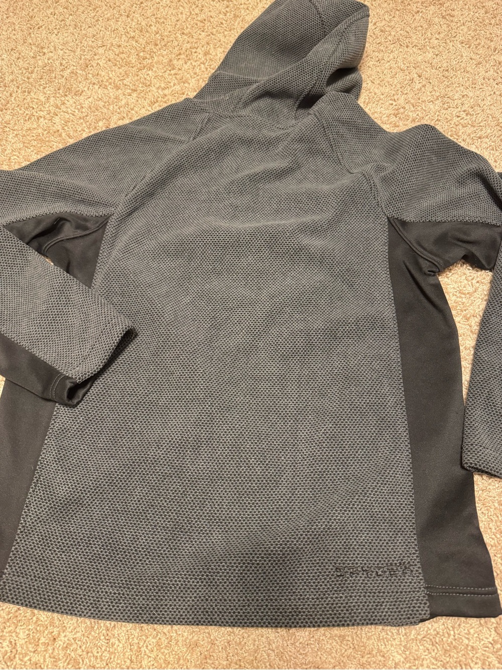 Men's Spyder Hooded Quarter-Zip Pullover Jacket - Charcoal/Black Sz Large Fleece - Picture 4 of 6